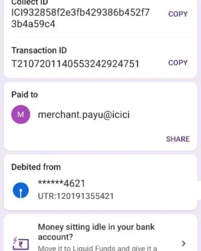 payment screenshot