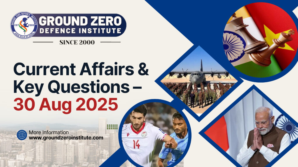 Current Affairs 30 August 2025 for All Competitive Exams