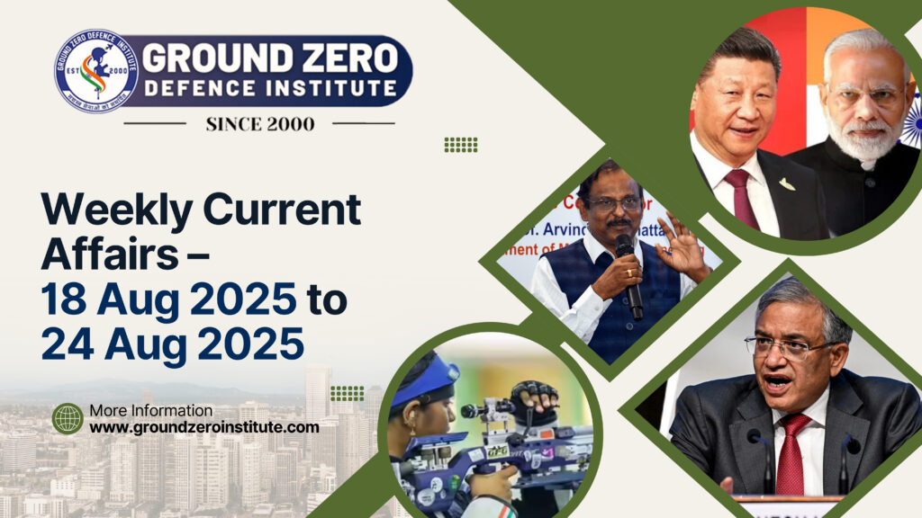 Weekly Current Affairs & NDA Key Questions: 18–24 Aug 2025