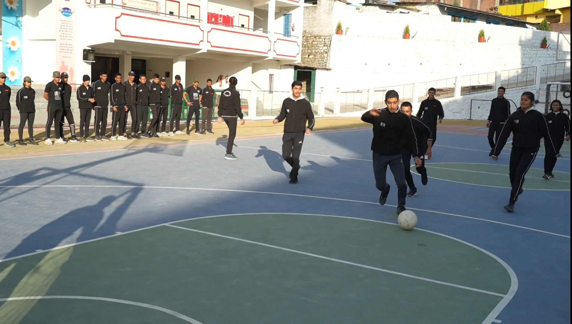 Daily Life of an NDA Cadet – cadets playing football during physical training and team-building activities at a defence academy.